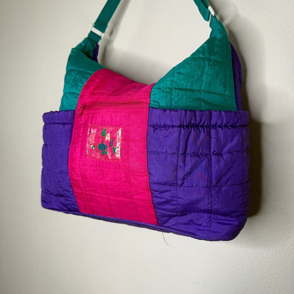 Babies Alley Diaper Bag Retro Colorblock Quilted Teal Magenta Purple - Picture 2 of 12